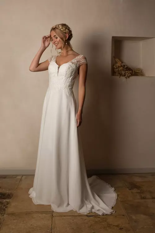 Athens W418 Elegant Modern Chiffon Bridal Gown True Bride